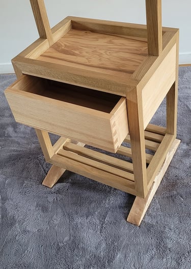 chevet et valet de chambre en frêne et chêne massif