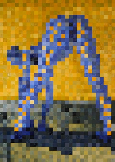 Zwart Vierkantje Oliverf op Doek door Henk Tieten