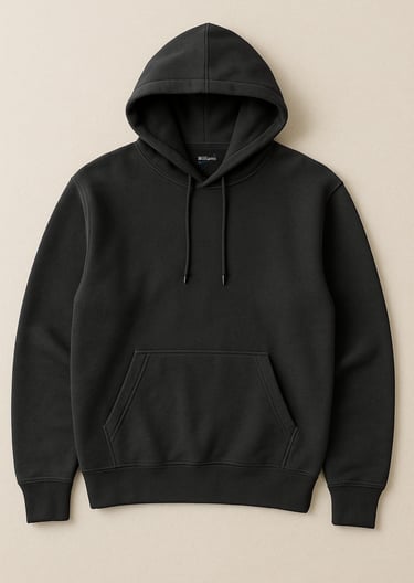 a black hoodie with a hoodie and a hoodie