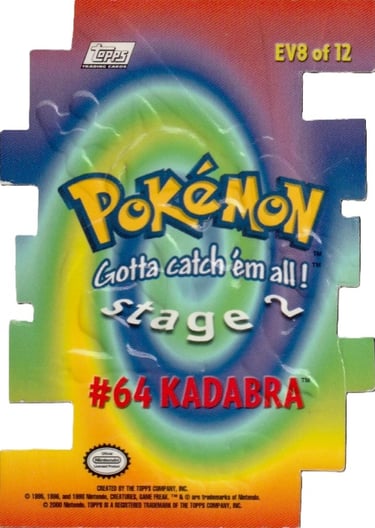Die Cut EV8 of 12 Kadabra Topps Pokémon series 2 US back