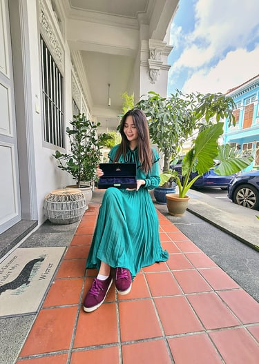 girl in maroon canvas shoes and watch box | olio my shop