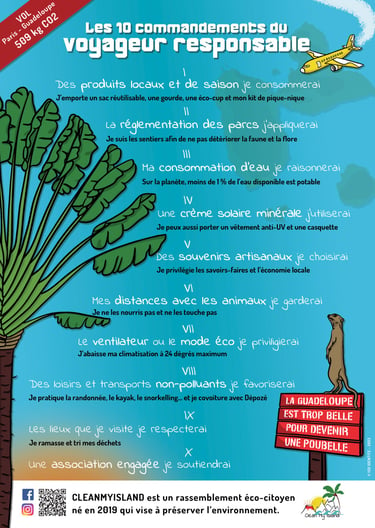 Création graphique, affiche - Clean My Island - Les 10 commandements du voyageur responsable