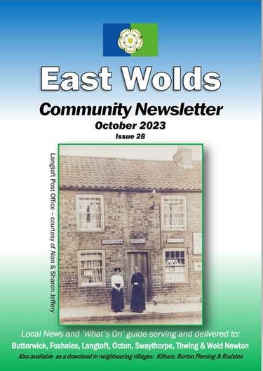 Cover shot of the October 2023 issue of the East Wolds Community Newsletter