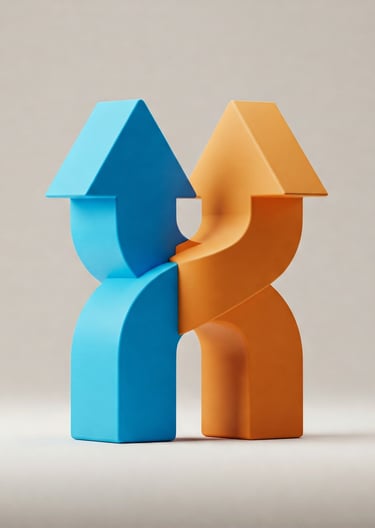 two different colored shapes of a house