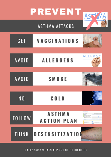 Prevent Asthma Attacks avoid allergens smoke cold Get vaccination desensitization asthma action plan