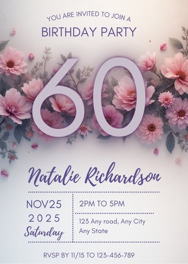 Floral Free Birthday Invitation Custom Template