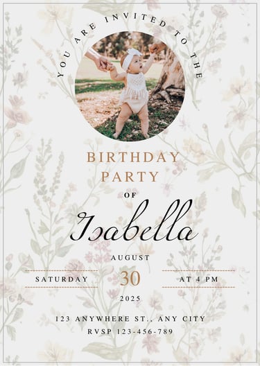 Custom Photo First Birthday Invitation Template
