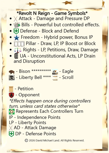 The meaning of the Symbols used in Revolt N Reign