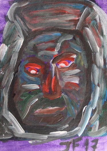 a painting of an angry mask