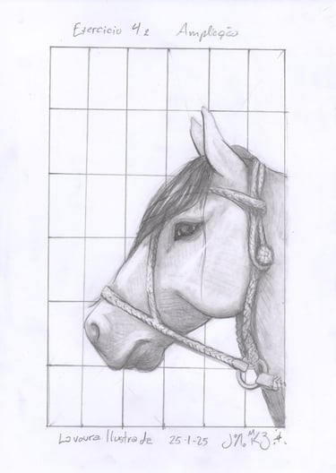 Estudo do Jaum para a Lavoura Ilustrada sobre ampliação de uma desenho de cavalo da raça crioula