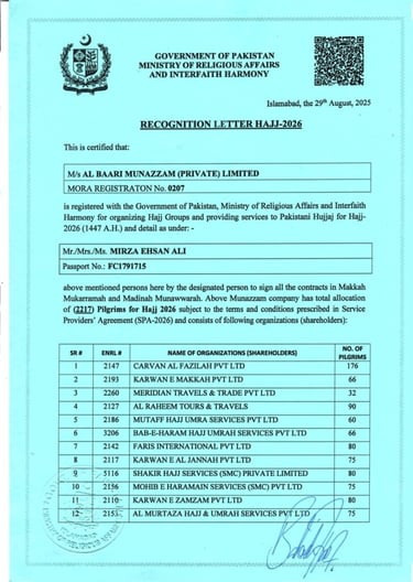 RECOGNITION LETTER HAJJ 2026