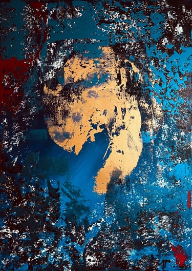 Acrylic painting Acrylbild Acrylgemälde Bild abstrakt blau gold rot