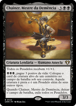 Portuguese Magic: The Gathering card Chainer, Mestre da Demência from Commander Masters.
