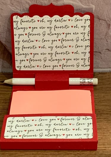 Valentine Sticky Note Pad Holder with Mini Pencil