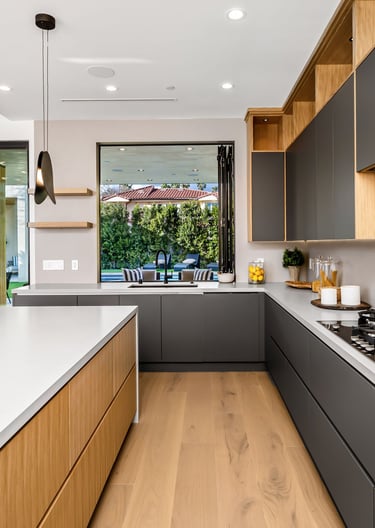 cuisine moderne grise et bois 