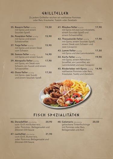 Korfu Speisekarte