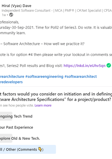  hiralvyasdave.com - Poll2 Result, part of Poll and Blog-Series3
