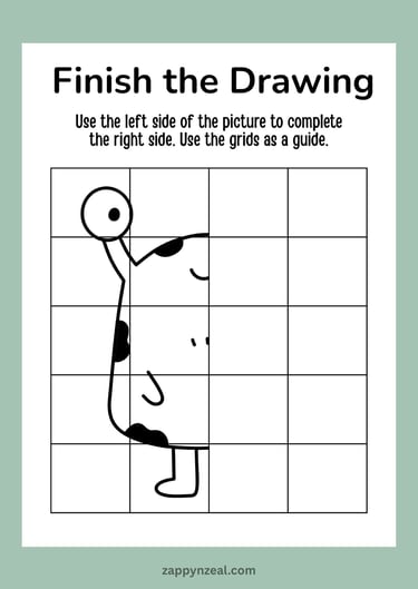 Complete the Picture worksheets printables monsters theme