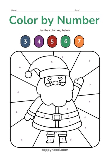 color by number worksheets printables Christmas celebration