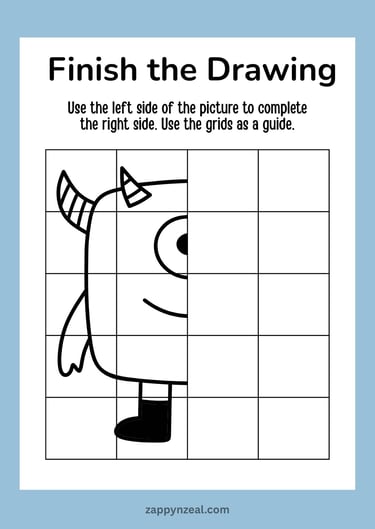 Complete the Picture worksheets printables monster them