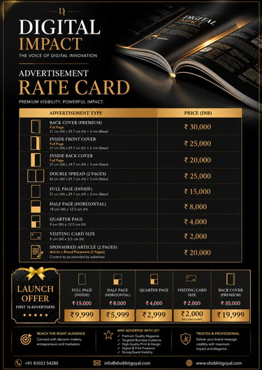 Digital Impact Advertisement Price List 