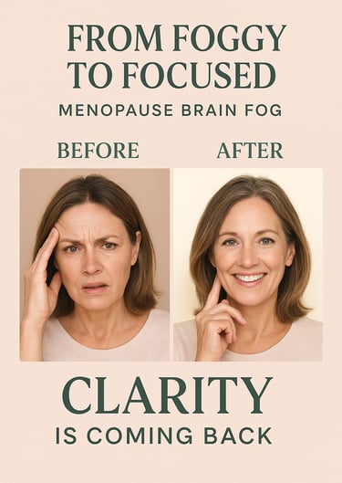 Infographic showing two female profiles: one  distracted, the other glowing and focused, 