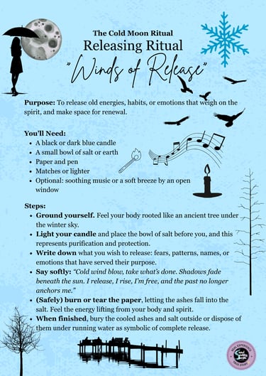 Cold Moon Ritual Releasing Ritual Soul Sisters Tarot