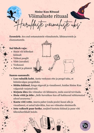 Sinise Kuu Võimaluste Rituaal Soul Sisters Tarot