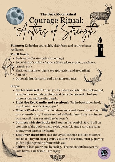 The Buck Moon Ritual Courage Ritual Soul Sisters Tarot