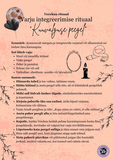 Verekuu rituaal Varju integreerimise rituaal Soul Sisters Tarot