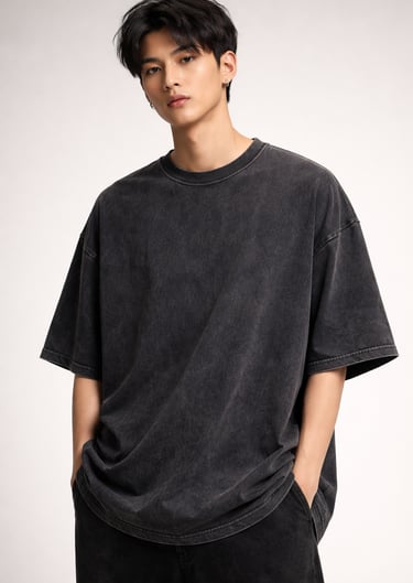 เสื้อยืดคอกลม Oversized ทำ Acid Wash