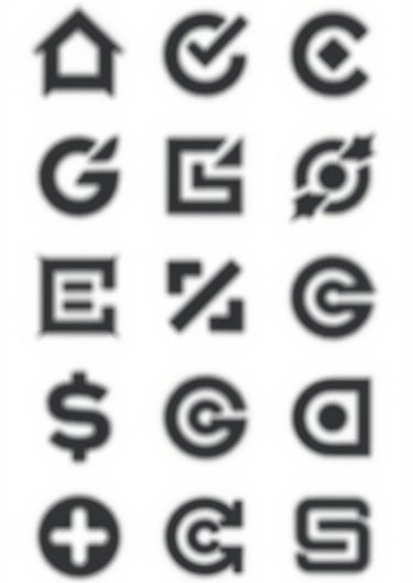 A series of black and white logo sketches on a white paper background, showing the creative process and meticulous craftsmanship, #0A1118 and #ECF0F1.