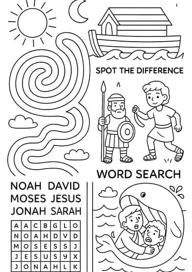 christian activities and games coloring page