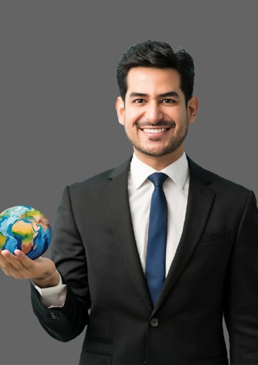 Hombre sosteniendo a un globo