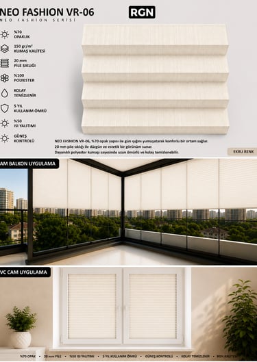 KREM DESENLİ PLİSE PERDE