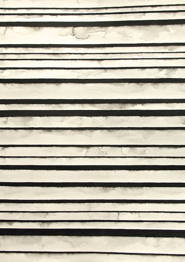  INOS 2 by Tim Grosvenor, ink drawing, middle triptych panel with horizontal lines and dynamic rhyth