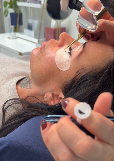 Lash extension appointment in progress at So In Love Lashes in Bird Rock, La Jolla