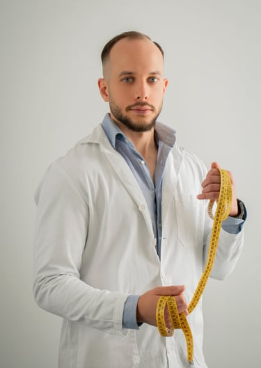 Biologo Nutrizionista che sorregge un metro per le misure antropometriche per la dieta