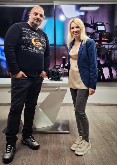 Δάφνη Γρηγοριάδη με Κωνσταντίνο Κλάδο στο studio Stent.net