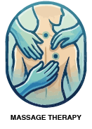 Illustration of hands performing massage therapy  on a person's back for pain relief in Dearborn.