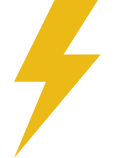 A bright yellow lightning bolt icon, symbolizing speed, power, or energy, often used for warnings or electrical concepts.