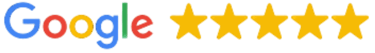 Google graphic displaying 5 full stars, representing Gili Scuba Diving's outstanding reviews and high customer satisfaction i