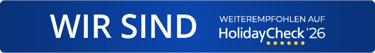Banner: Weiterempfohlen auf HolidayCheck. Lesen Sie unsere Bewertungen.