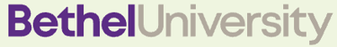 Official Bethel University logo in purple and grey text on a light background.