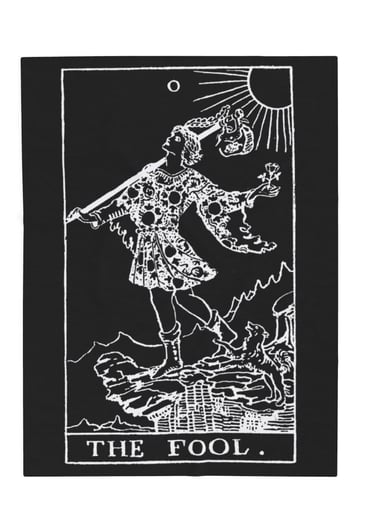 black and white the fool tarot blanket
