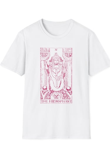 white and pink the hierophant tarot t-shirt