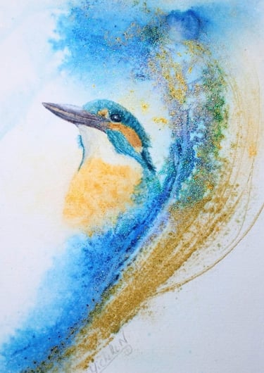 The River's Jewel, Kingfisher painting