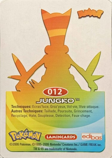12 Jungko Lamincards Pokémon série 3 back