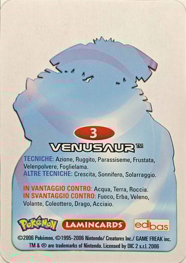 3 Venusaur Back lamincards spécial édition