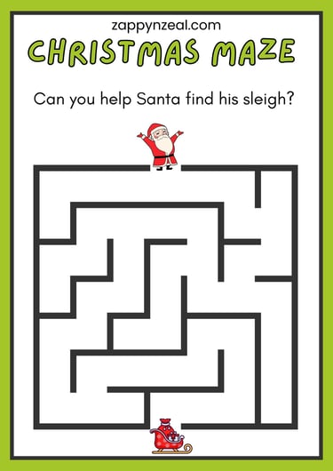 Christmas Maze solving activity zappynzeal.com